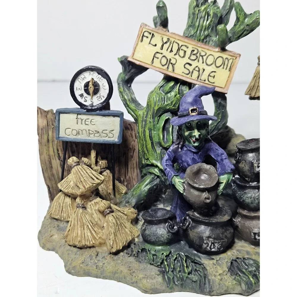 Spooky Hollow Flying Broom For Sale Witch Cauldron Halloween Village 2001